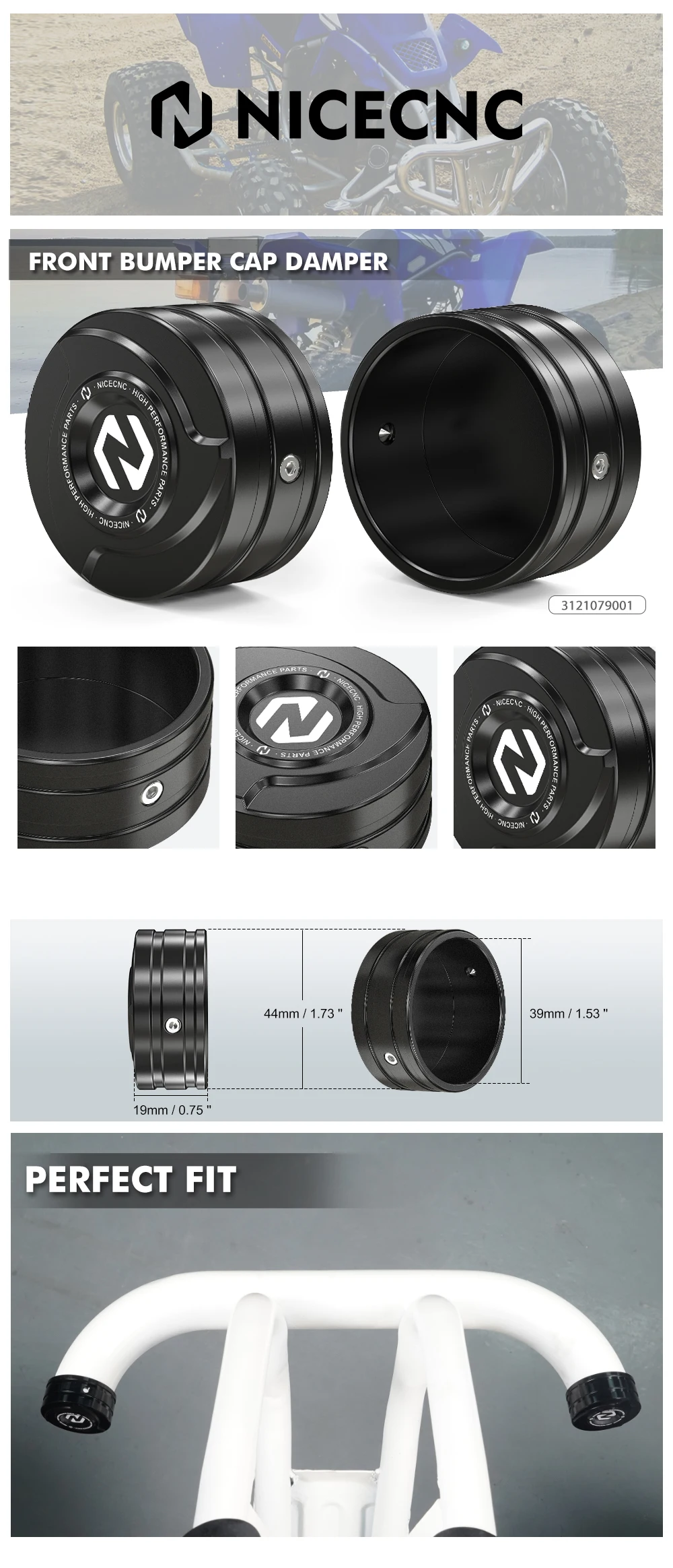 Für Yamaha Blaster 200 Frontstoßstangen-Dämpferkappe YFS200 YFS200SE Sonderedition ATV-Zubehör 1988-2006 2005 2004 2003 2002 – Detail 1