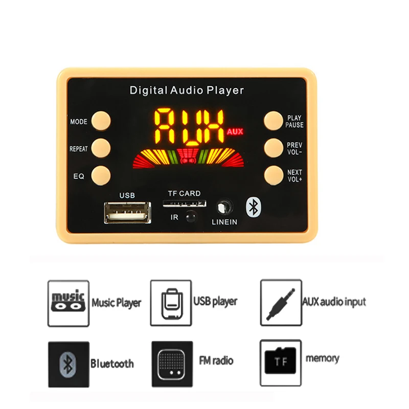 Bluetooth MP3 Decoder Audio MP3 Player 5V 12V Wireless Bluetooth 5.0 MP3 Decoder Board Module FM Radio Module MP3 FLAC WMA WAV Car Kit Player