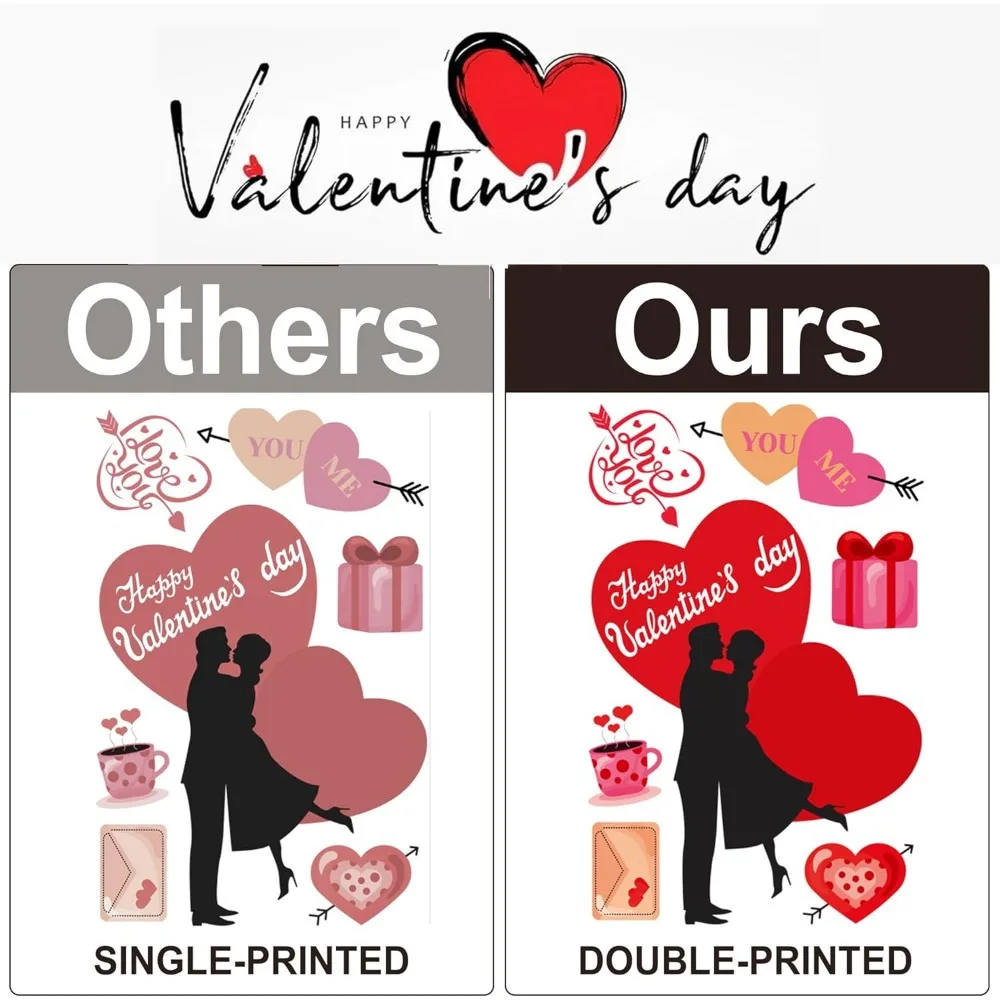 9PCS Window Stickers for Glass Valentine's Day Decorative Double Sided Wall Decals Love Tree Glass Home Decorations