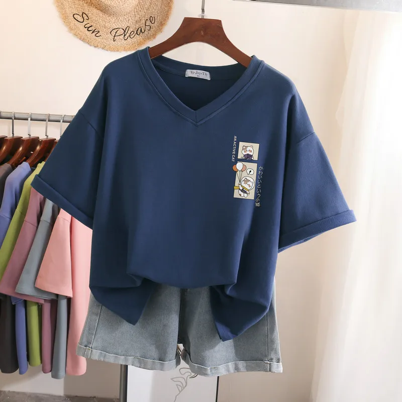 

Женская футболка с V-образным вырезом, с коротким рукавом