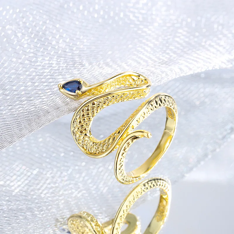 WYEAIIR 925 Sterling Silver Shiny Zircon Snake Fashion Resizable Opening Ring For Women Luxury Jewelry 2