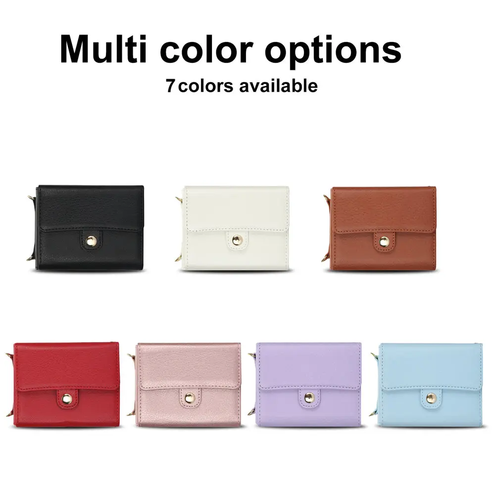 Luxury Leather Crossbody Wallet Case with Card Slots and Lanyard Strap