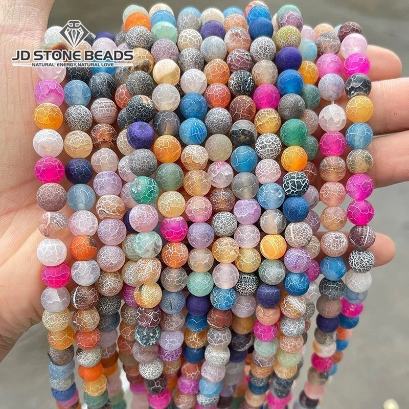 

Dyed Color Weathered Agate Mixed Color Round Loose Spacer Beads 4 6 8 10 12mm Pick Size For Jewelry Making Accessory Bracelet