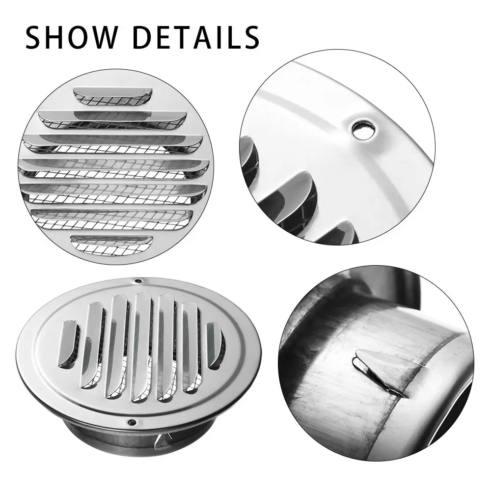 

Stainless Steel Exterior Wall Air Vent Grille Various Size Round Ducting Ventilation Grilles Home Office Air Vent Accessories