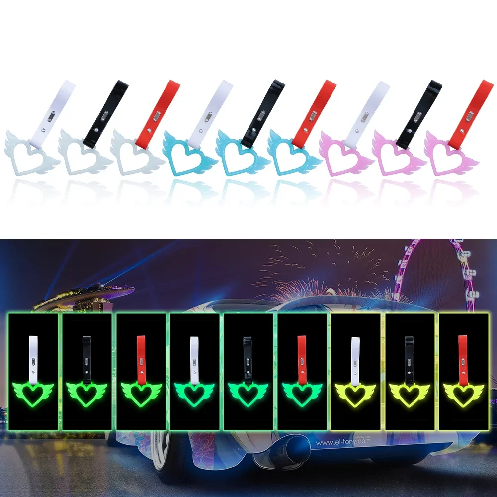 JDM 하트 엔젤 윙 다크 화이트 쓰리카와 핸들 링, 드리프트 참, 리어 범퍼, 지하철 버스 경고 링