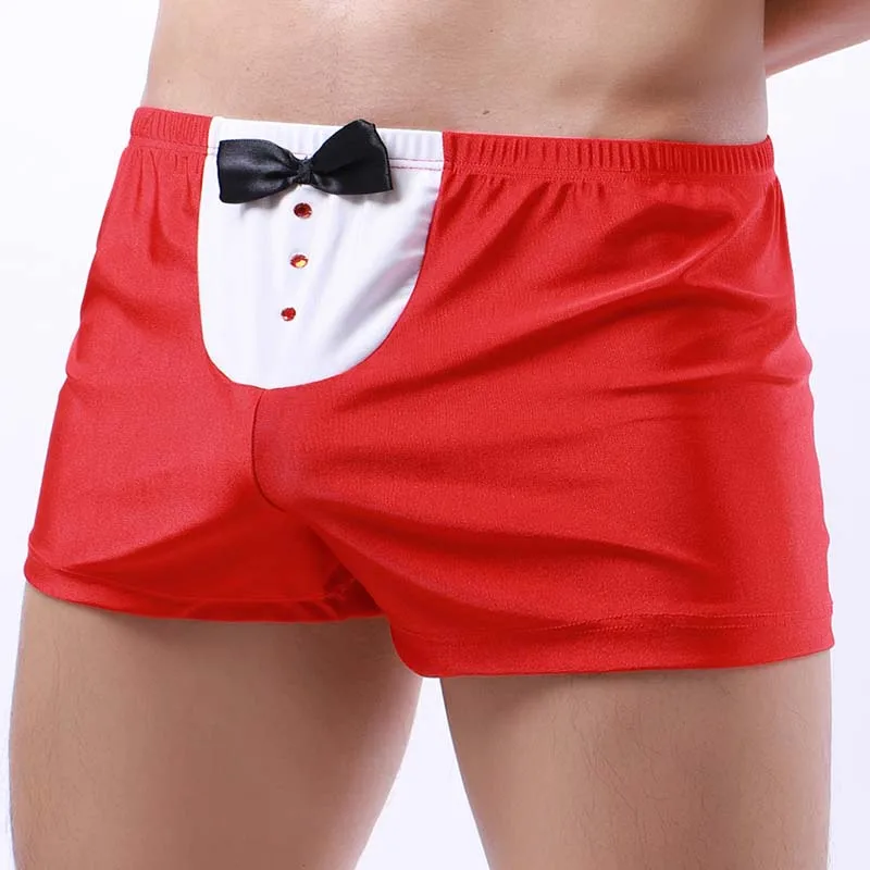 Men's Loose Boxer Underwear Sexy Low Waist Men Boxershorts Waiter Tuxedo Lingerie Trunks Male Panties Homewear Shorts Sleepwear 3