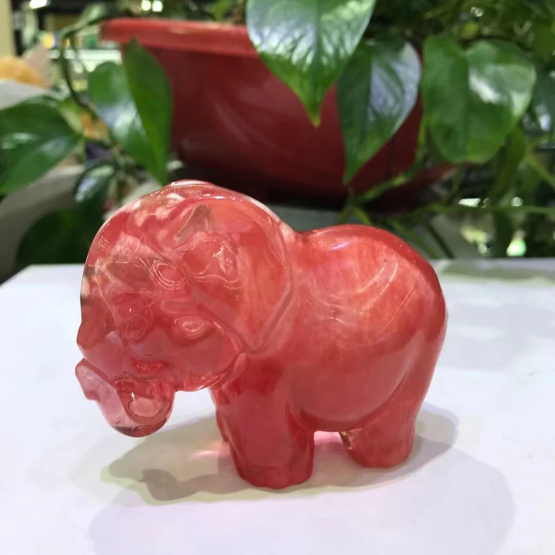 

Натуральный редкий красный кварц, кристалл, слон, резьба, лечебные минеральные образцы, коллекционные предметы, камень для домашнего декора, 85 мм, 1 шт.