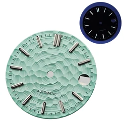 Enhanced Watch Dial with Green Luminous Accents - 28.5mm, Multicolor Options (Silver Light Blue)