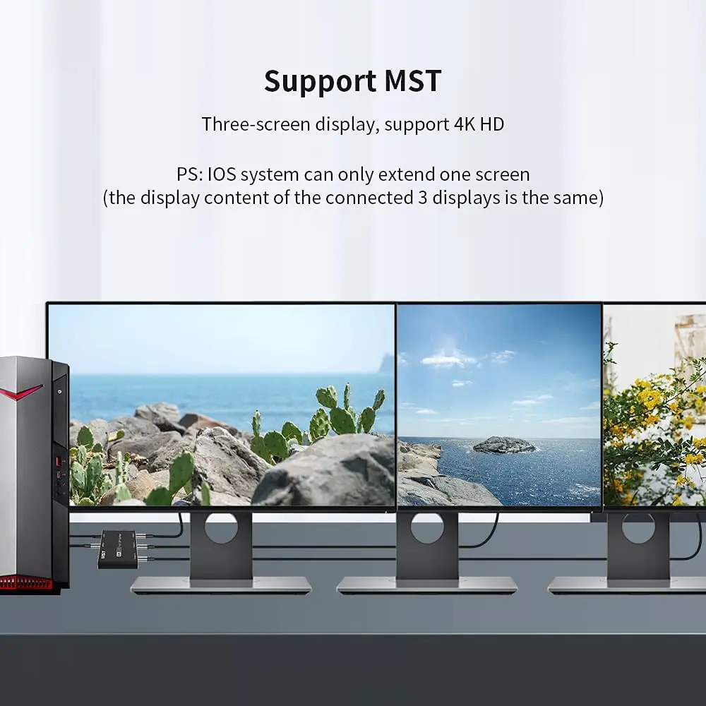 MST DisplayPort splitter 1 in 3 out 8K@30Hz 4K@144Hz DP 1.4 splitter SST hub adapter for 3 Ultra HD DisplayPort