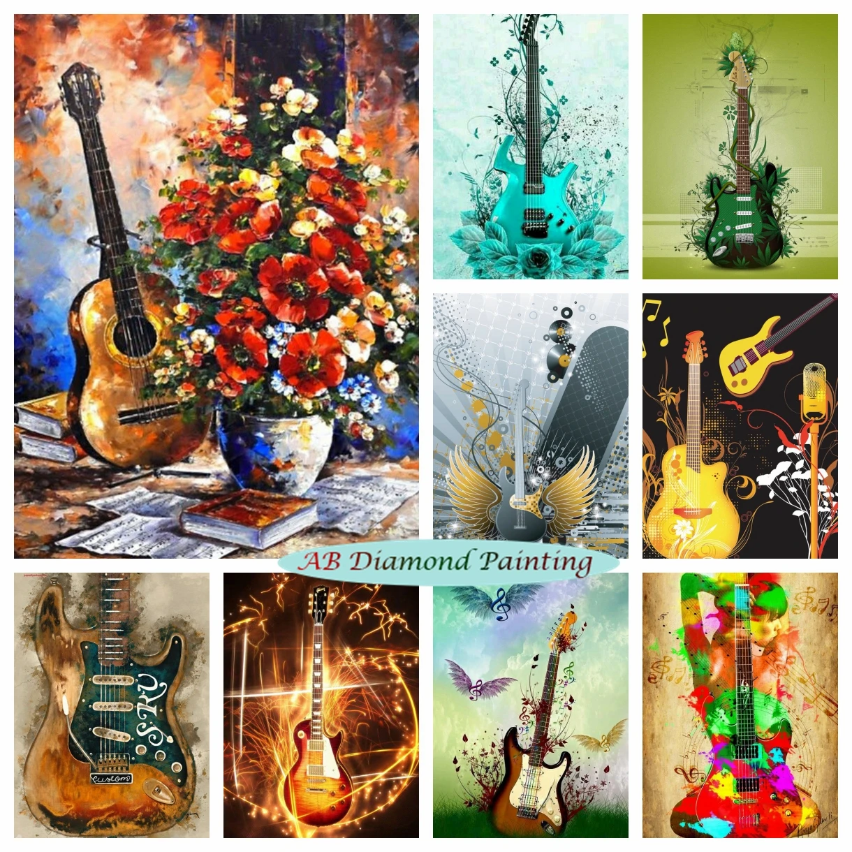 

Abstract Guitar 5D AB Diamond Painting Graffiti Street Art Diamond Mosaic Embroidery Music Rock Cross Stitch Kits Home Decor