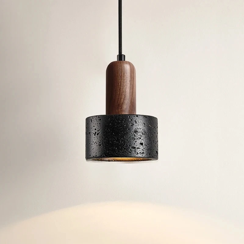 Natural Black Hole Stone Pendent Lamp Restaurant Bedroom Bedside Decoration Chandelier Modern Nordic Wabi Sabi Chandelier