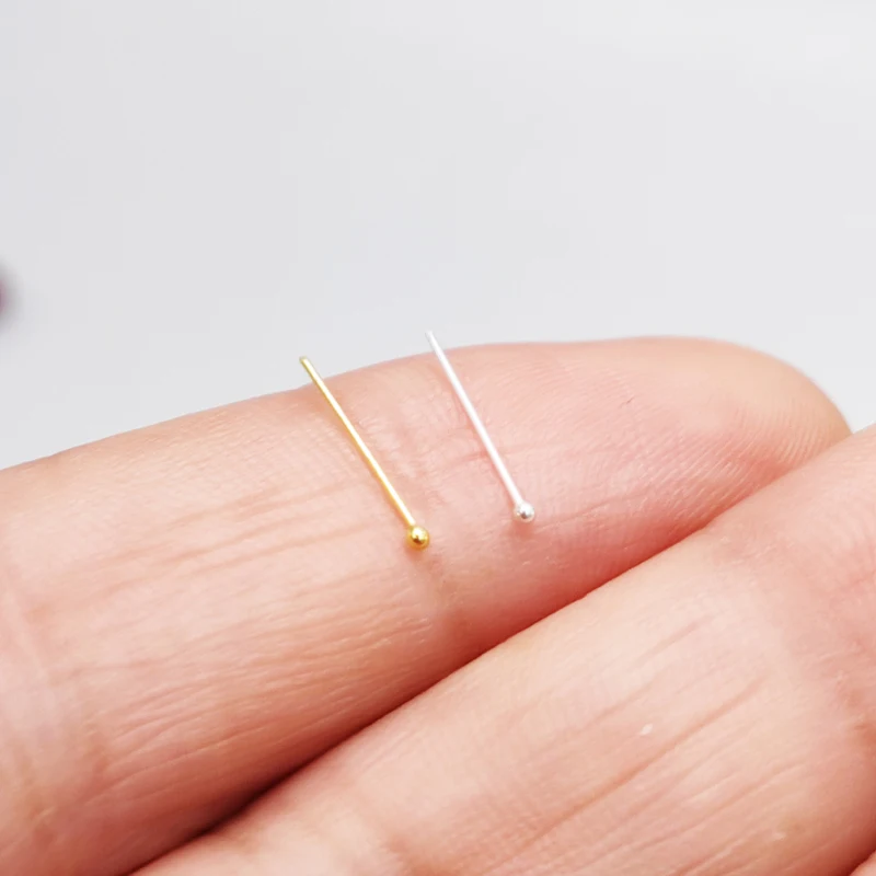 12pcs/pack 925 Sterling Silver 1mm Ball Nose Piercing Studs Pins nose piercings