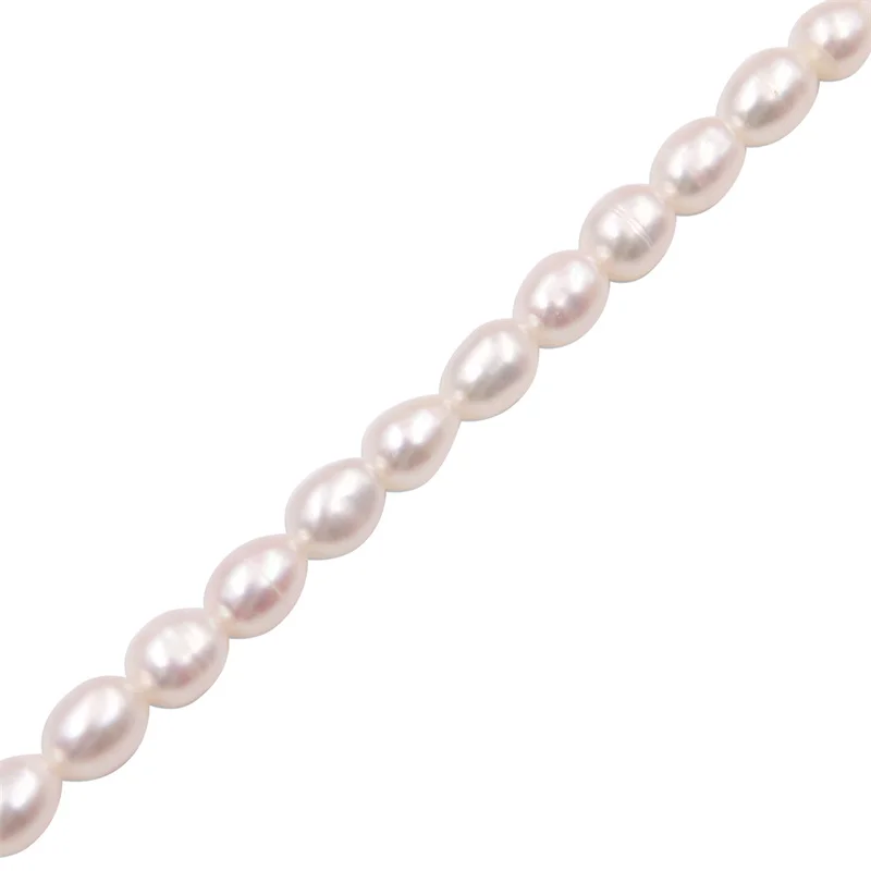 Natural White Real Fresh Water Pearl Beads Strand Oval Shape 5x5.5-7x8mm Craft  For Making Jewelry Bracelet Necklace Earrings