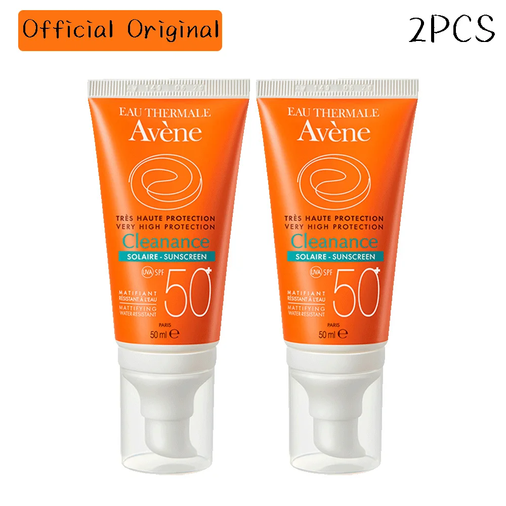 

2PCS Original Avene Cleanance Solaire SPF50+ Sunscreen 50ml Waterproof Refreshing Oil Control Fresh and Non Sticky Texture Skin