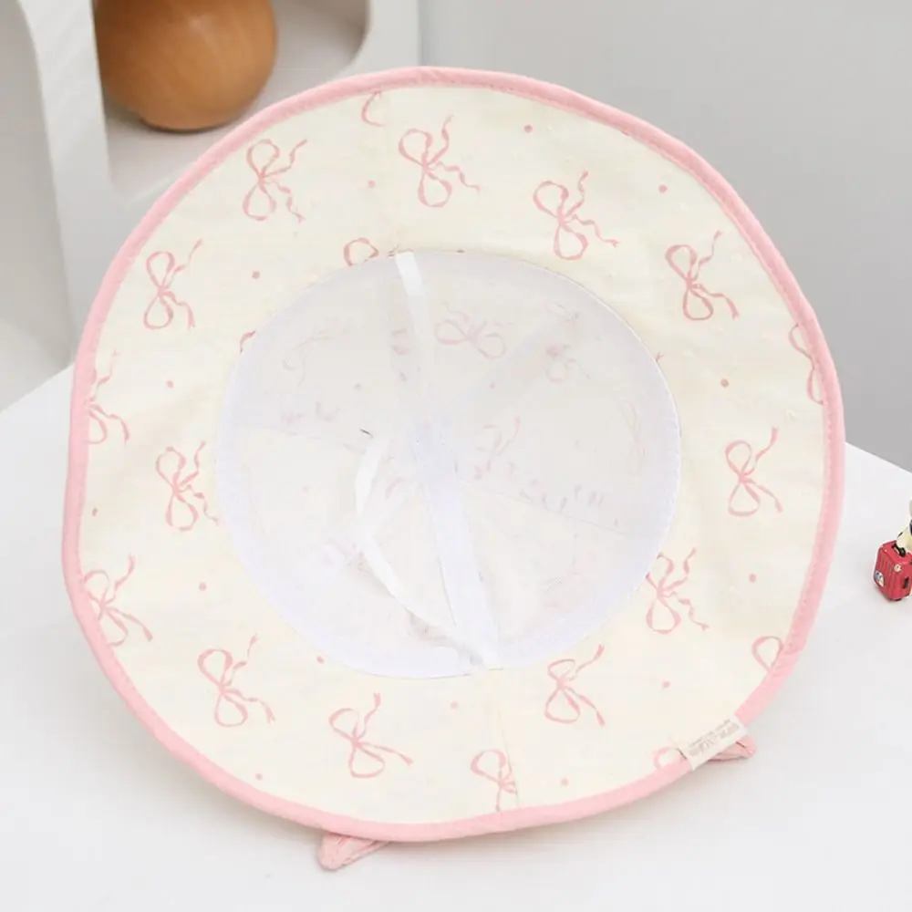 Sunscreen Kawaii Children Sun Hat UV Protection Wide Brim Baby Fishermen Hat Bowknot Sunshade Kids Bucket Hat Summer