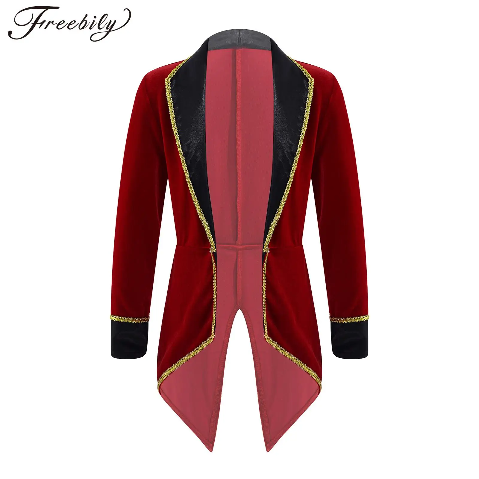 

Kids Boys Girls Showman Costume Circus Ringmaster Tailcoat Jacket Velvet Tuxedo Coat Halloween Carnival Cosplay Costumes