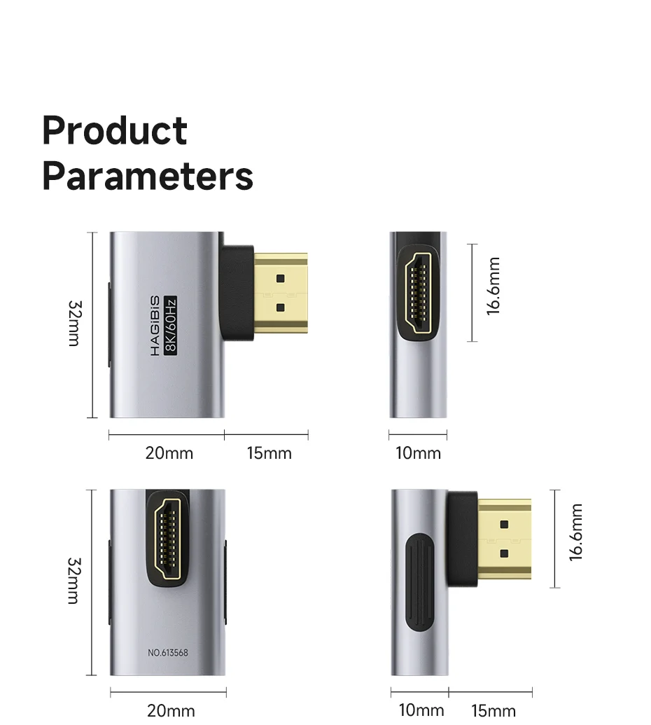 Hagibis HDMI 2.1 Right Angle Adapter 90°