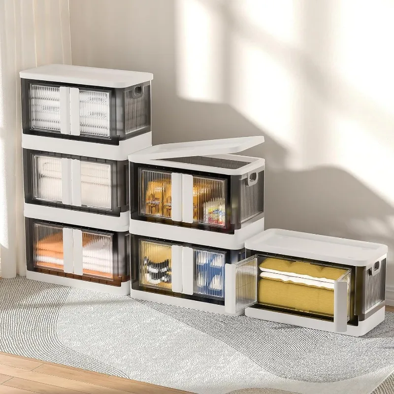34Quart Storage Bins with Lids and Wheels, Stackable & Collapsible Closet Organizers and Storage, Foldable Storage ook,