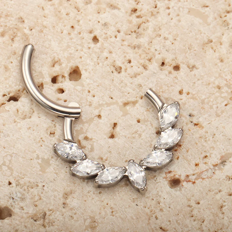 ASTM F136 Titanium Ear Piercing Marquise CZ Hinged Segment Nose Ring Cartilage Hoops Women Rook Septum Clicker Piercing Jewelry | Sale Bangladesh ASTM F136 Titanium Ear Piercing Marquise CZ Hinged Segment Nose Ring Cartilage Hoops Women Rook Septum Clicker Piercing Jewelry Sale Bangladesh
