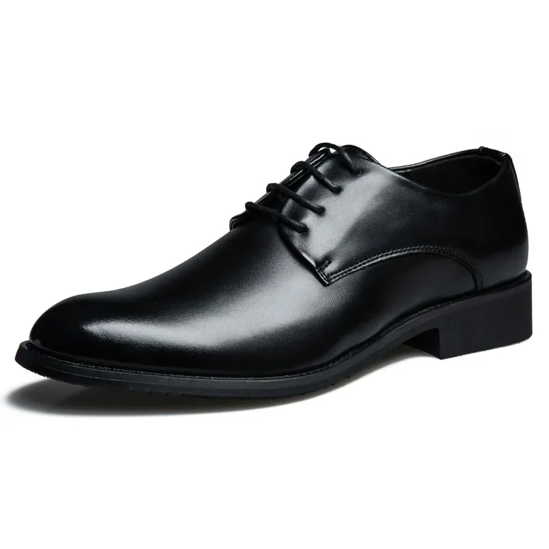 Men Wedding Leather Business Men's Dress Pointed Casual Youth British Style Inner Heightening Spring Shoes mens brogue shoes