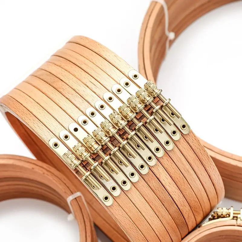 Description Picture 5 of item10pc/Set High Quality Beech Hoop 3-12 Inchs Wooden Embroidery Hoops Frame Embroidery Circle Ring Kit Needle Stitch Sewing Tool