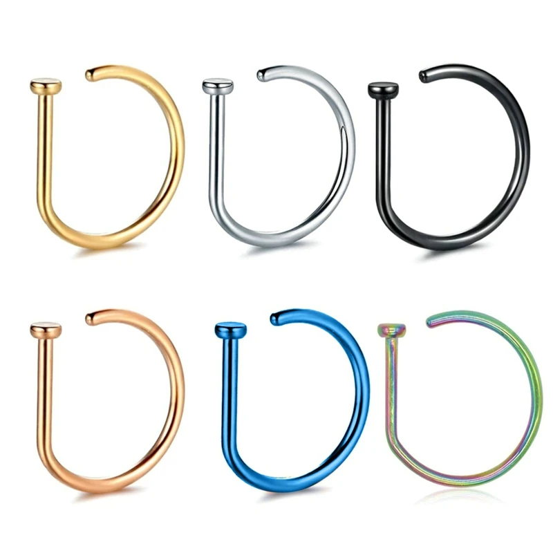 1Pcs Stainless Steel Fake Piercing Septum Nose Ring Punk Non Piercing Lip Ring Earring Clip Non Perforation Fashion Body Jewelry