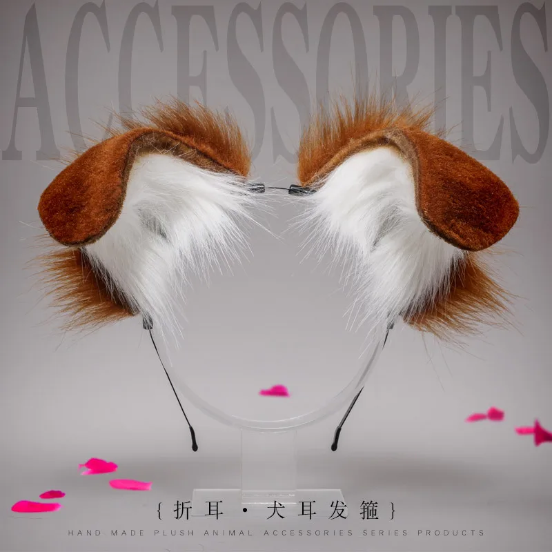 

Cospaly Plush Dog Ears Folded Eared Dogs Headbands Furry Animal Ears Headwear Kawaii Hair Hoop for Halloween Headpiece