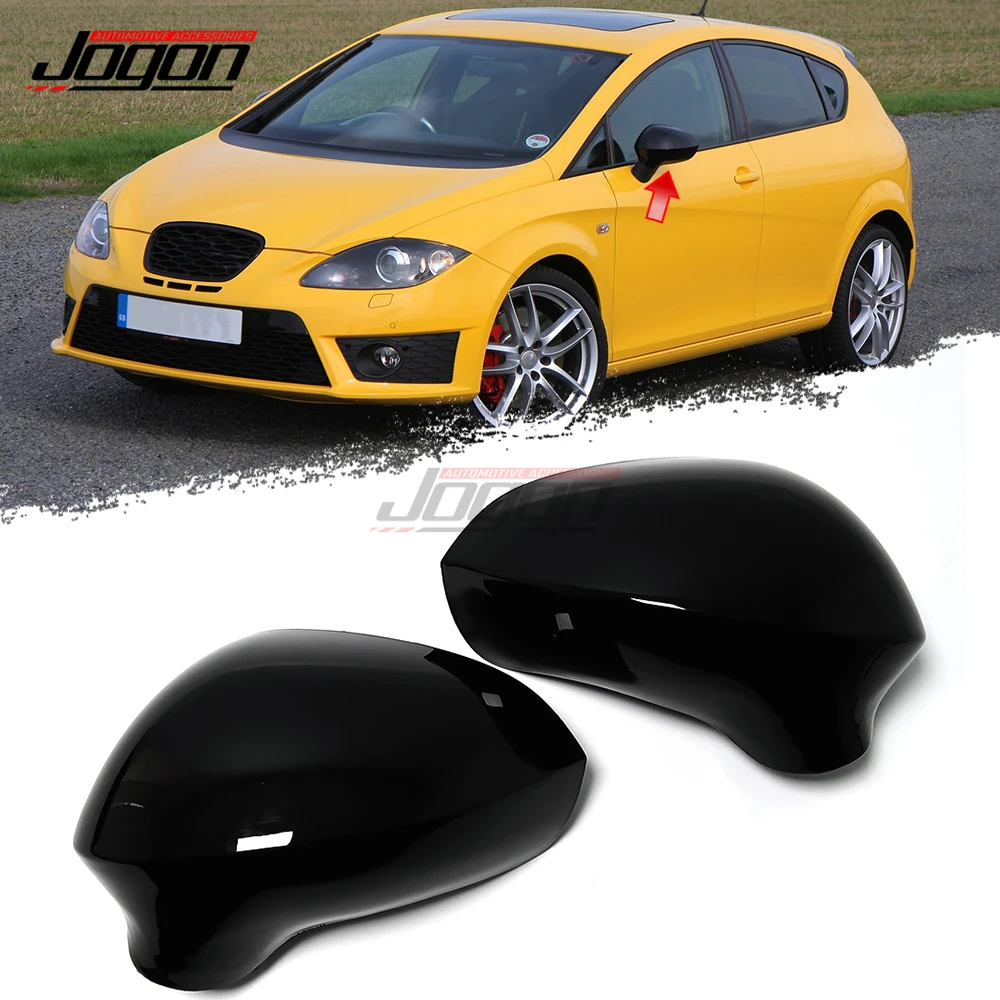 

Автомобильные аксессуары для Seat Leon MK2 2009-2012 1P Ibiza MK4 6J Exeo 3R, глянцевые черные крышки для боковых крыльев зеркала заднего вида, замена крышки