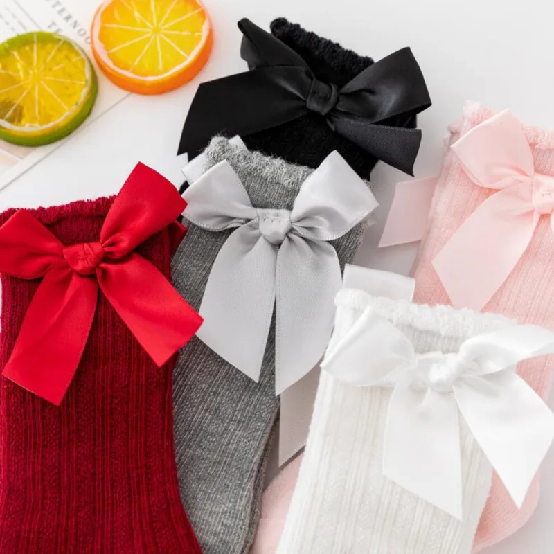 Girls Stockings Big Bow Baby Knee High Socks Kids Mesh Ballet Toddlers Lace Children Clothing Infant Anti-Slip Legging Bodysuits kids pantyhose cotton knee socks knee length socks toddler tights kids leggings