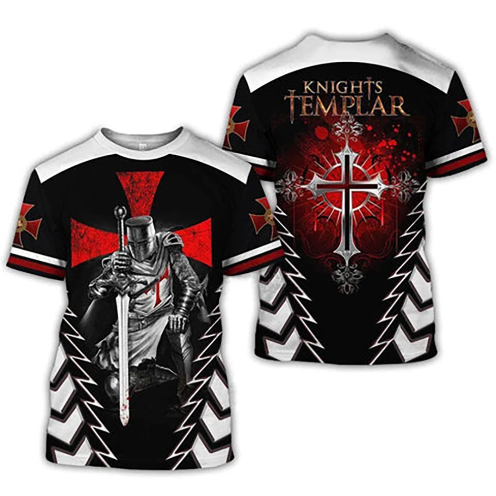 Camisa De Caballero Templario Con Espadas Camiseta Hombre Estampado Espalda