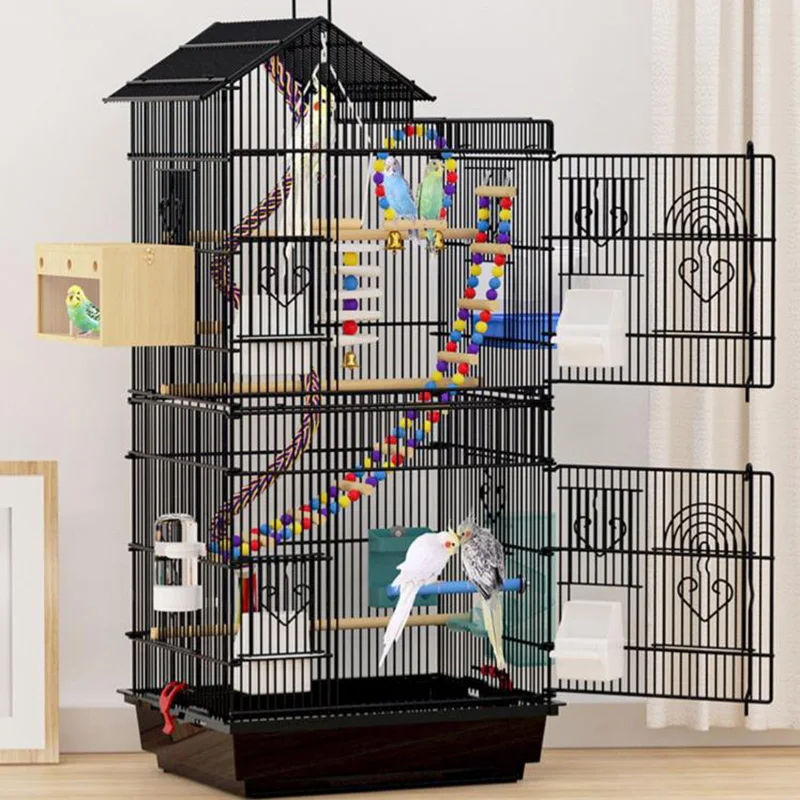 

Large Parrot House Hamster Lovebird Cat Habitat Feeder Window Cover Nest Bird Cage Animal Transportin Pajaro Birds Accessories