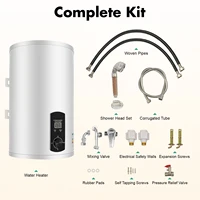 Chauffe-eau électrique à affichage numérique vertical, capacité du réservoir interne de 30 L/6,6 gallons, chauffe-eau à accumulation standard G1/2 blanc 6