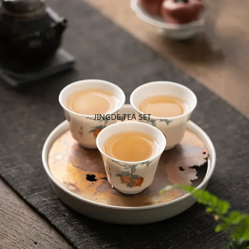 Fine ceramic tea cups hand-painted floral travel tea bowls Pu erh master cups tea set accessories personal meditation cups