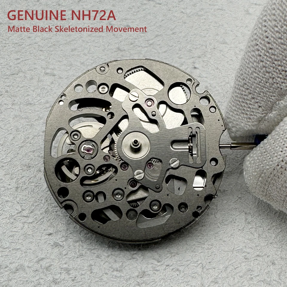 Japan Original NH72 Black Skeletonized Mechanical Movement