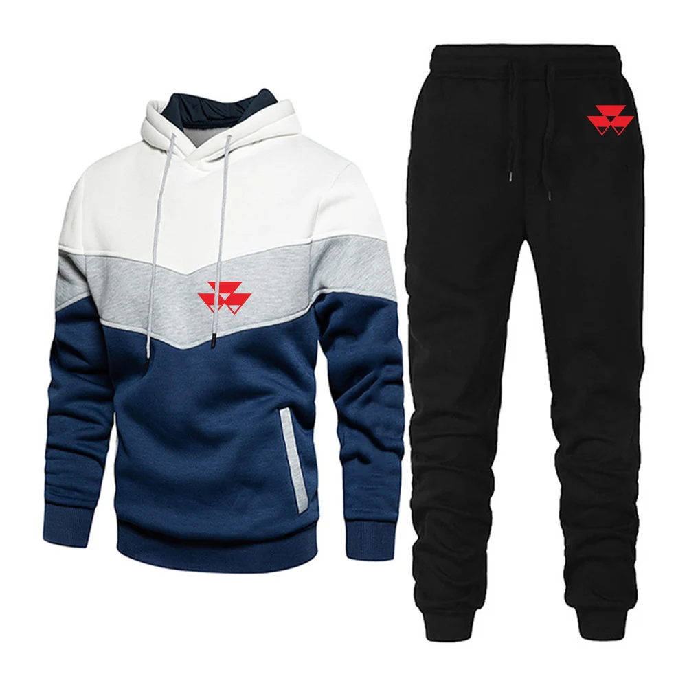 

2023 Men's Massey Ferguson Logo Print Hooded Sweatshirt Outfit Spring Autumn New Sportswear Male Hoodie+Pants 2Piece Sports Suit