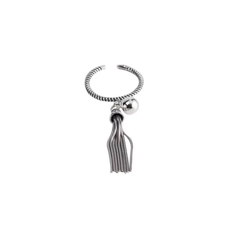 925 Sterling Silver Tassels Small Bell Adjustable ​Rings For Woman Luxury Jewelry Engagement Wedding Accessories Argent 925 4