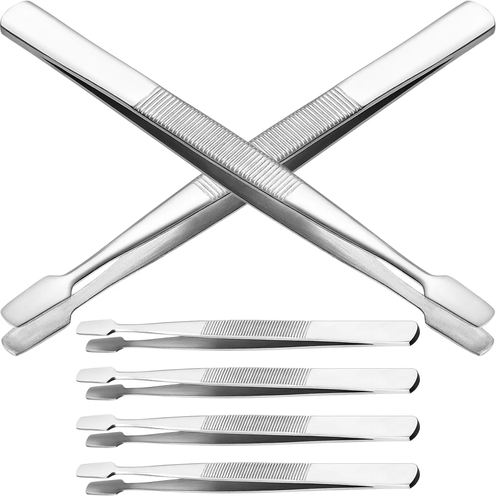 6 Pcs False Eyelash Clip Tweezers Microscope Stamp 430 Stainless Steel Material under Work Metal for Extensions