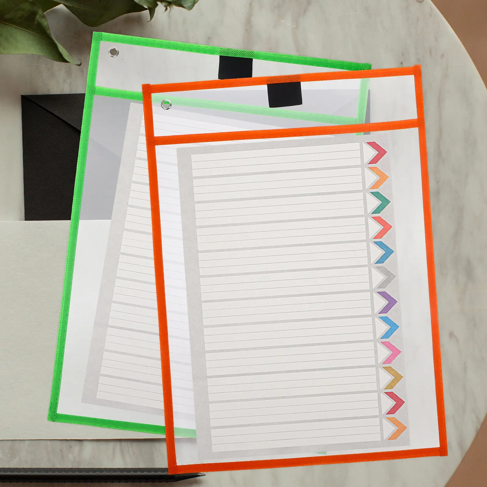 6pcs 드라이 지우기 파우치 바인더용 투명 시트 프로텍터 투명 파일 슬리브 가..