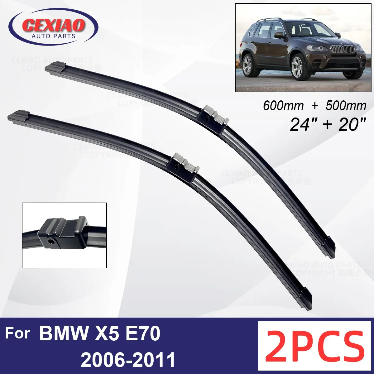 CarWiperForBMWX5E7020062011FrontWiperBladesSoftRubber