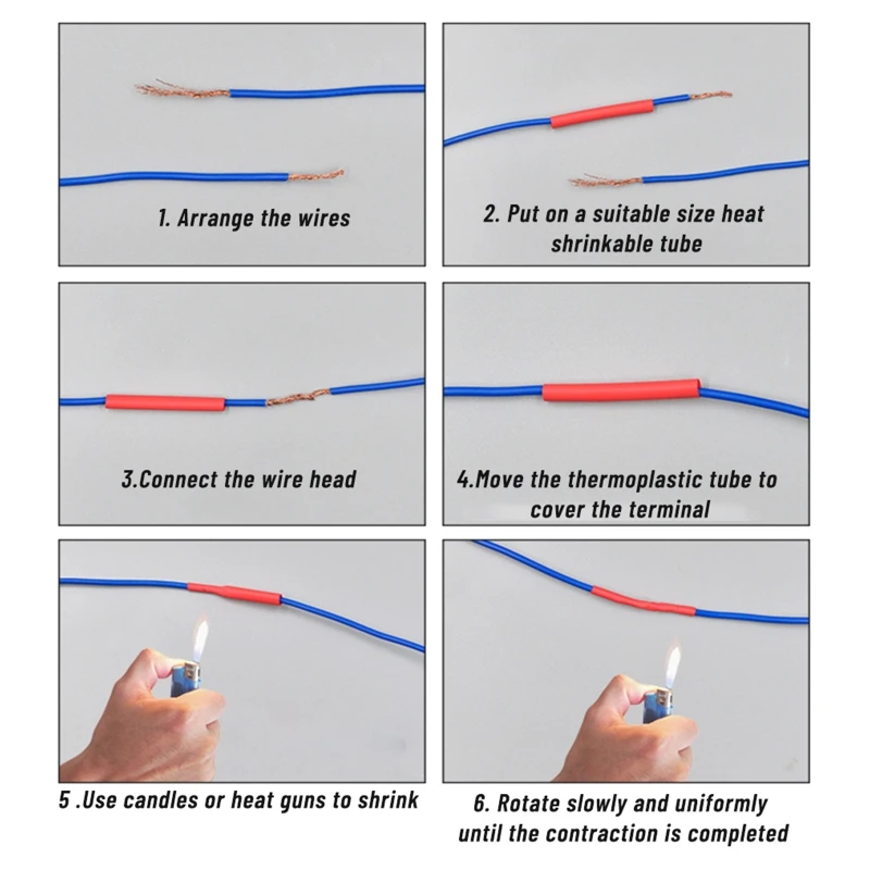530X Tubi Termorestringenti 2:1 Assortimento Avvolgicavi Per Cavi Elettrici Per Riparazioni Cavi Saldatura