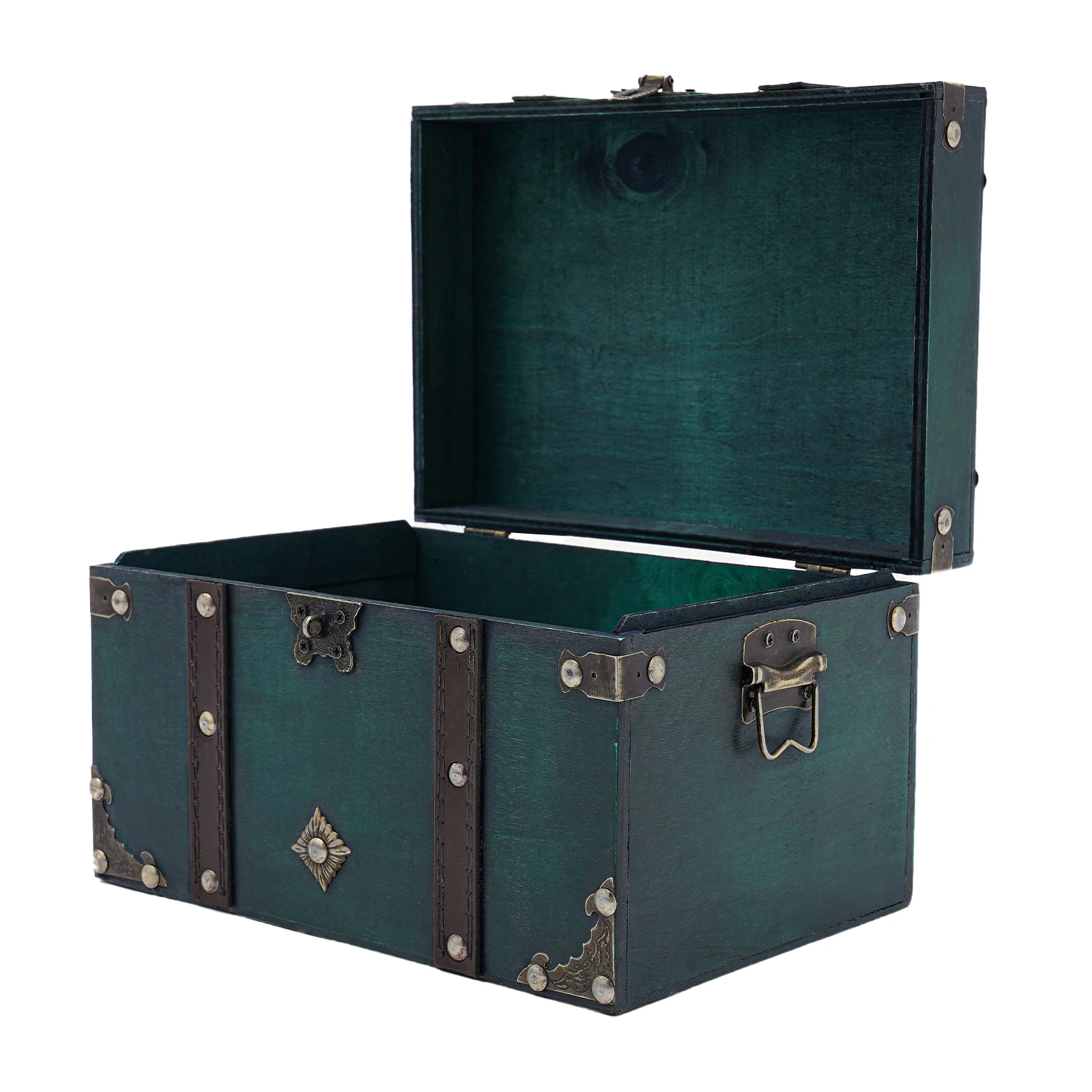 Retro Holz-Schatztruhe, Vintage Schmuckaufbewahrungsbox mit Zahlenschloss zum Aufbewahren von Schmuck, Ohrringen, Armbändern – Detail 13
