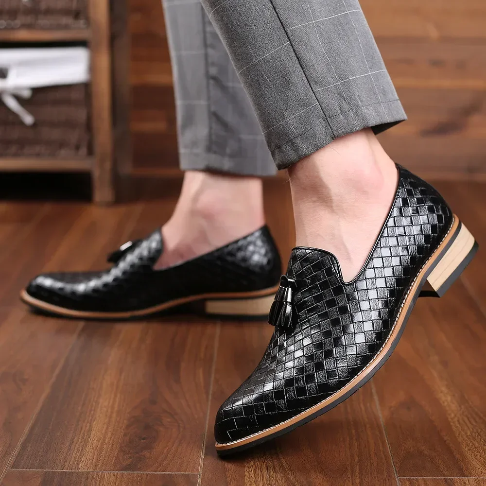 Fringe Men Leather Casual Shoes Checkered Man Loafers Coiffeur Leather Shoes Fashion Driving Mens Shoes Sapato Social Masculino 5