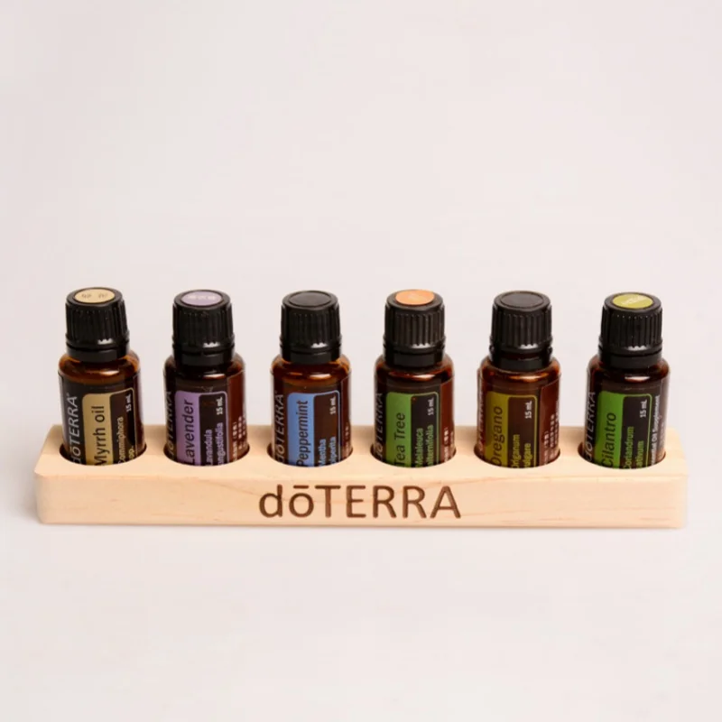 5 Holes Wood Essential Oil Storage Rack Lipstick Perfume Nail Polish Table Display Stand fits 15/10/5ml Bottles Farmhouse Decor 2