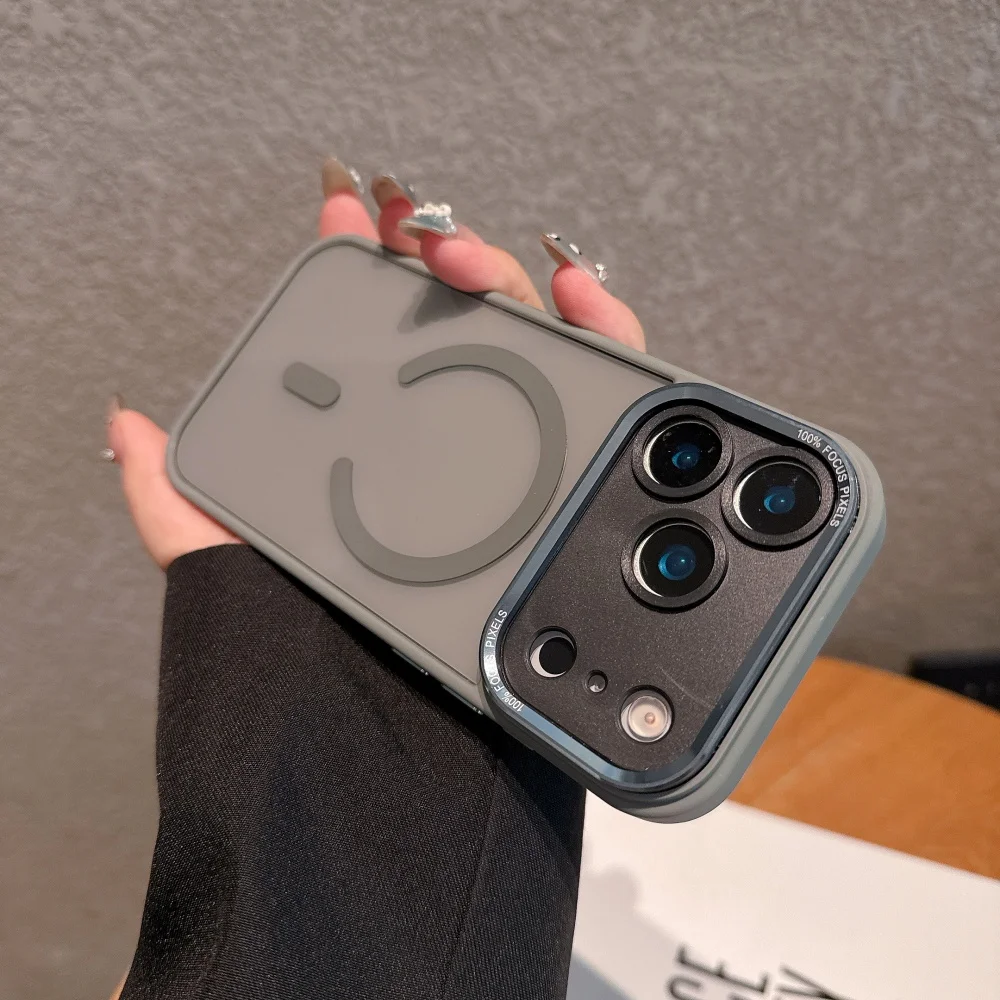 Enhanced Shockproof Color Case with Magsafe Compatibility - Rugged Clear Metal Armor Cover