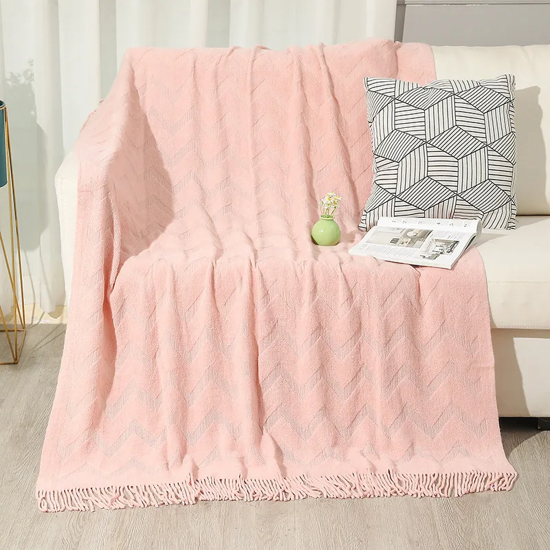 

Knitted Winter Blanket Shawl Dormitory Air Conditioning Nap Thin Blanket Leg Covering Travel Sofa Office Small Blanket