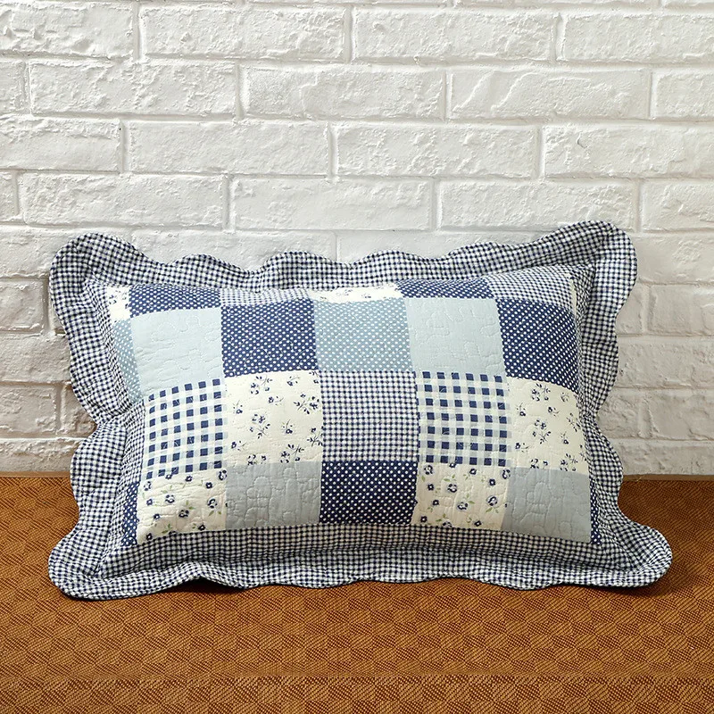 Floral Quilted Pillow Cover, Lotus Leaf Lace Quilting Pillow Sham, Soft Home Decorative Pillowcases, Cushion Cover, 100% Cotton