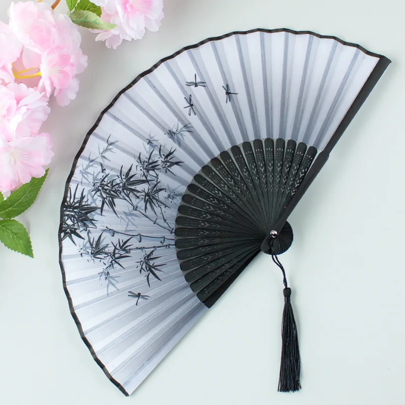 Foldable Silk Hand Fan - Bamboo Halloween Cosplay Prop  Party Decoration