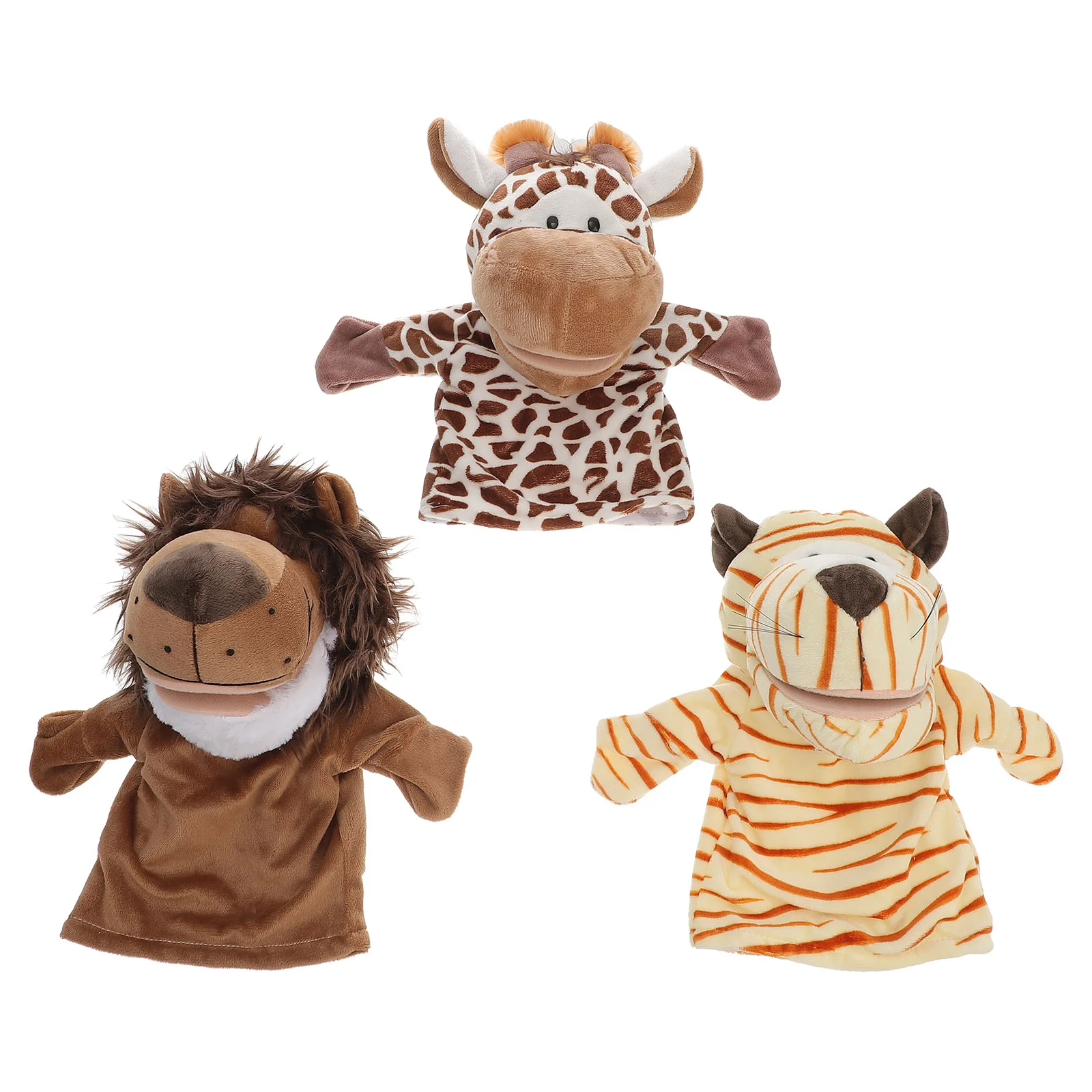 

3 Pcs Hand Puppet Tiger Animal Toys Cartoon Plush Educational Soft Role Play Lion