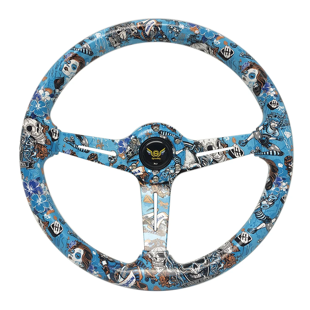 

Spceddy MCX Blue Full Clorful JDM Acrylic 14 inch 350mm Car Steering Wheel Racing Sport Universal Steering Wheel