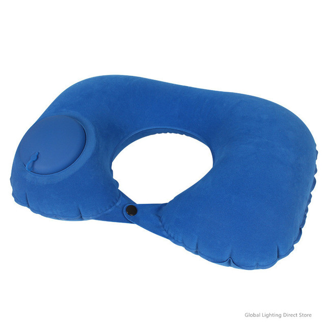 Travel Pillow Automatic Air Inflatable Airplane Car Pillows Ring Pillow Folding Press Type Bed Pillows Neck Cushion 2